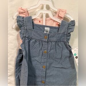 Carter's 24M Girl 3 pc set - Blue Denim Dress Bodysuit and Bloomers NWT